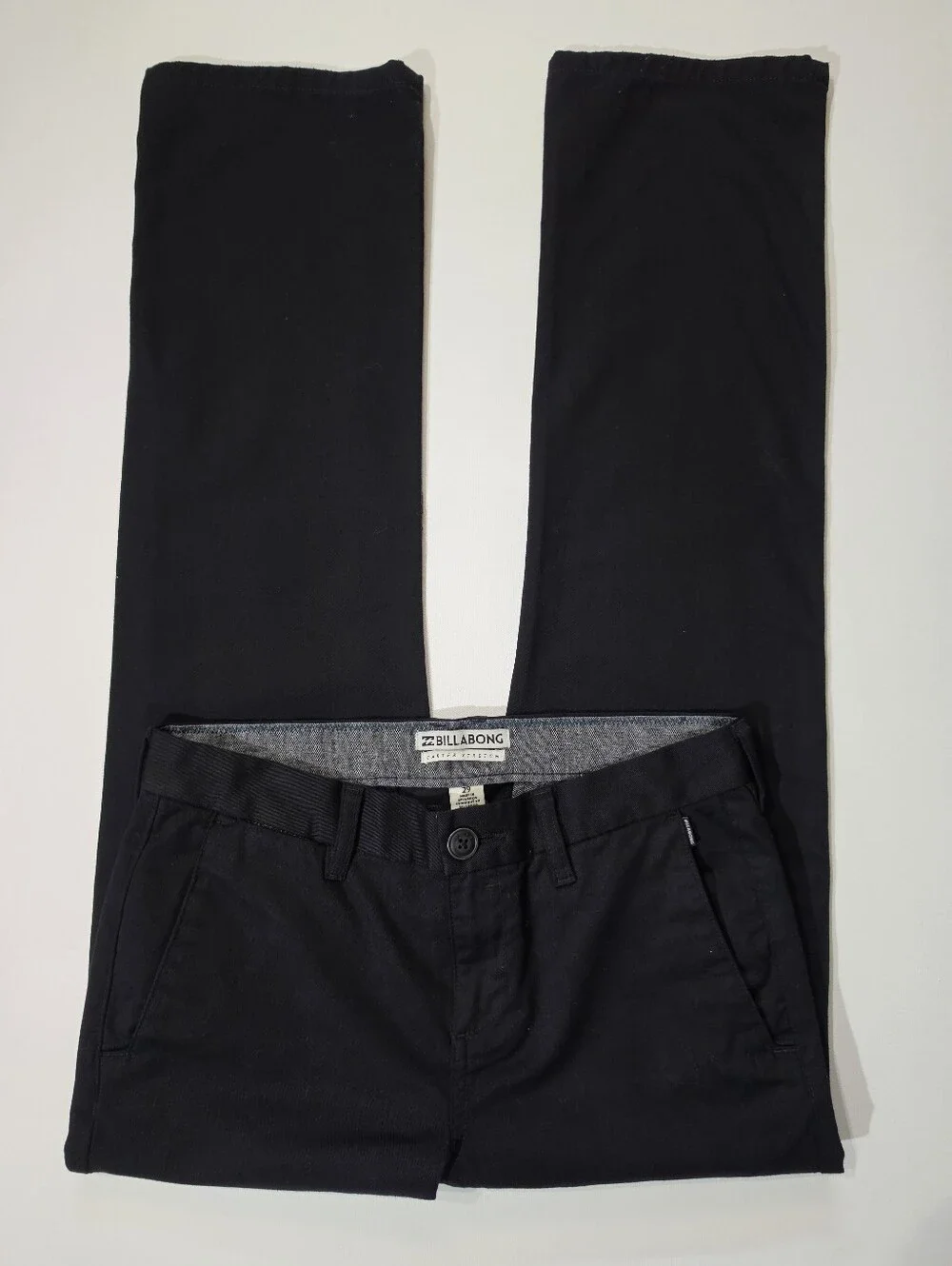 Billabong Carter Chino Stretch Pants Womens 29 Black Low Rise Minimalist